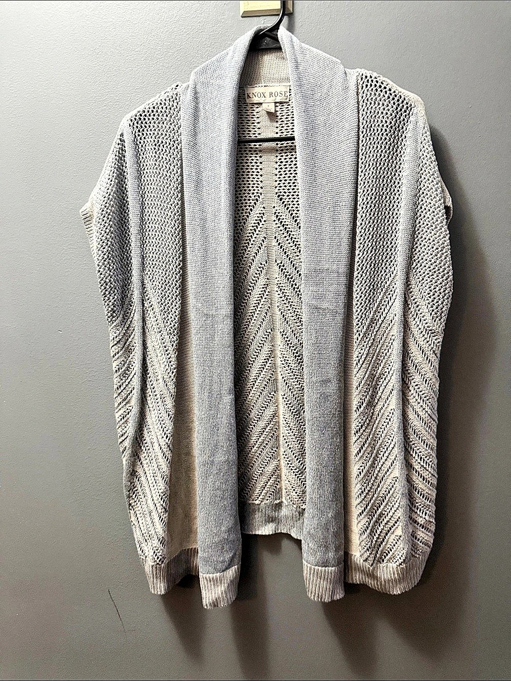 Knox Rose Geometric Knit Cardigan in Gray Size Small